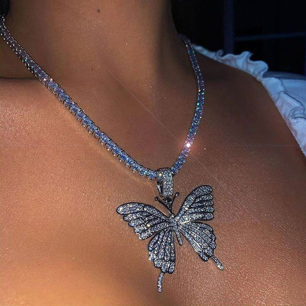 Fully Iced Out Butterfly Pendant