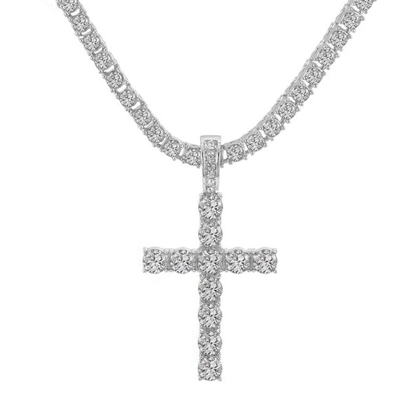 Iced Out Cross Pendant Necklace