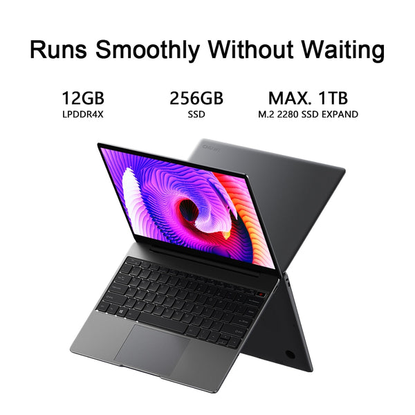 CHUWI GemiBook 13" 2K IPS Screen LPDDR4X 12GB 256GB SSD Intel Celeron Quad Core Windows 10 Laptop with Backlit Keyboard