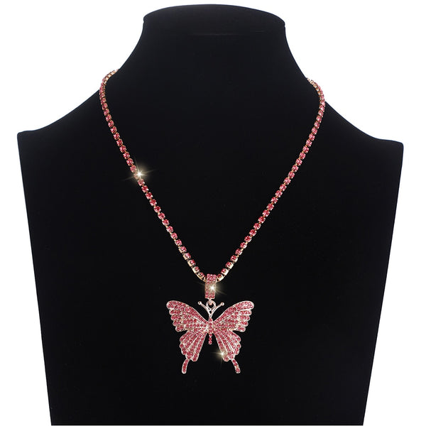 Pink Butterfly Necklace