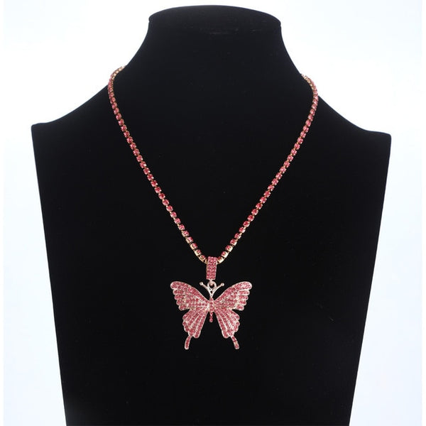 Pink Butterfly Necklace