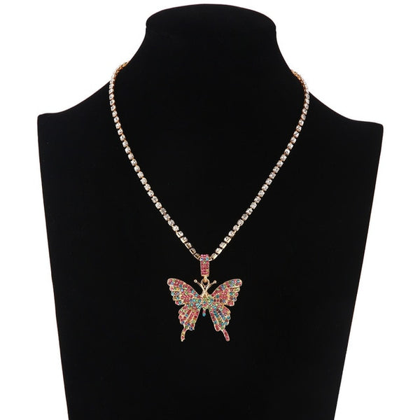 Pink Butterfly Necklace