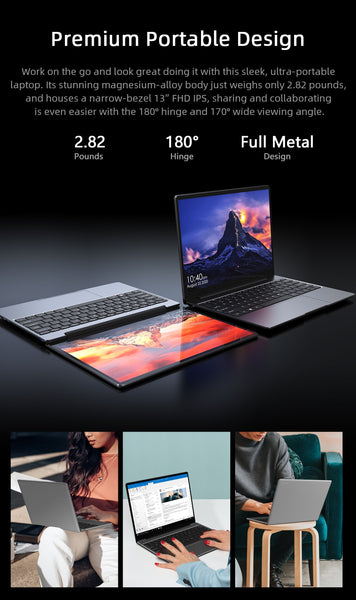 CHUWI GemiBook 13" 2K IPS Screen LPDDR4X 12GB 256GB SSD Intel Celeron Quad Core Windows 10 Laptop with Backlit Keyboard