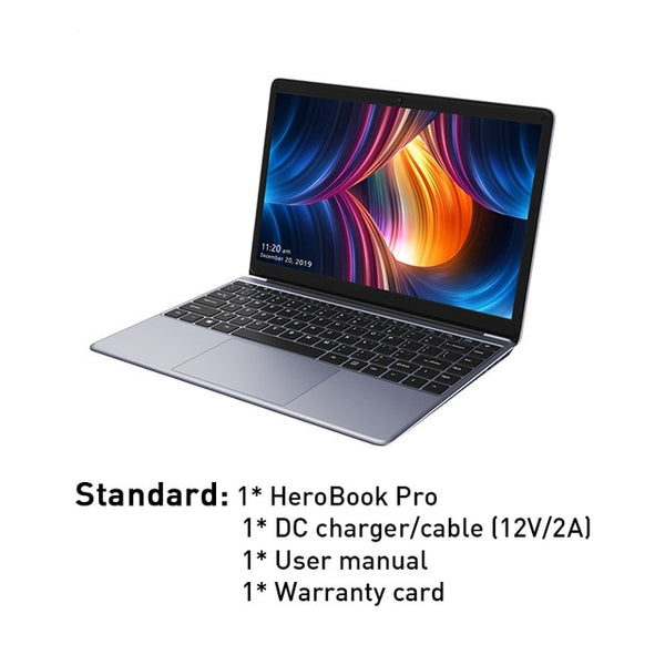 CHUWI HeroBook Pro+, 13.3 Inch, 3200*1800 Resolution, Intel Celeron J3455 Processor, LPDDR4 8GB, 128GB ROM, Windows 10, Laptop