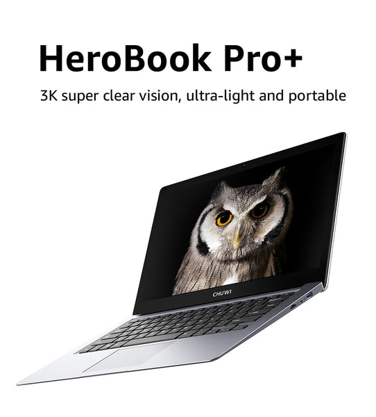 CHUWI HeroBook Pro+, 13.3 Inch, 3200*1800 Resolution, Intel Celeron J3455 Processor, LPDDR4 8GB, 128GB ROM, Windows 10, Laptop