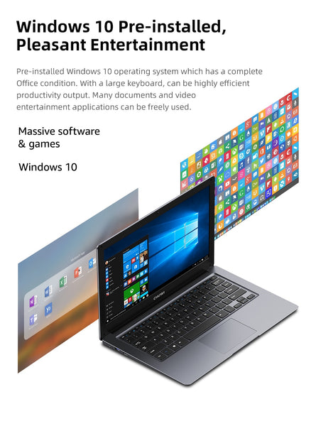 CHUWI HeroBook Pro+, 13.3 Inch, 3200*1800 Resolution, Intel Celeron J3455 Processor, LPDDR4 8GB, 128GB ROM, Windows 10, Laptop
