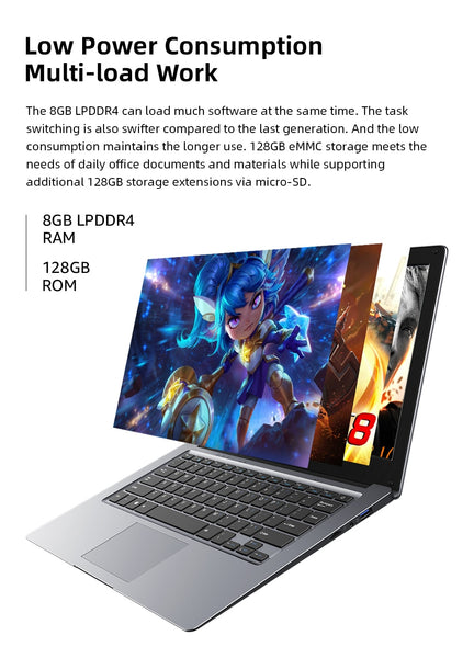 CHUWI HeroBook Pro+, 13.3 Inch, 3200*1800 Resolution, Intel Celeron J3455 Processor, LPDDR4 8GB, 128GB ROM, Windows 10, Laptop