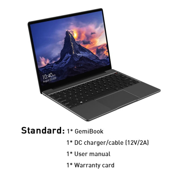 CHUWI GemiBook 13" 2K IPS Screen LPDDR4X 12GB 256GB SSD Intel Celeron Quad Core Windows 10 Laptop with Backlit Keyboard
