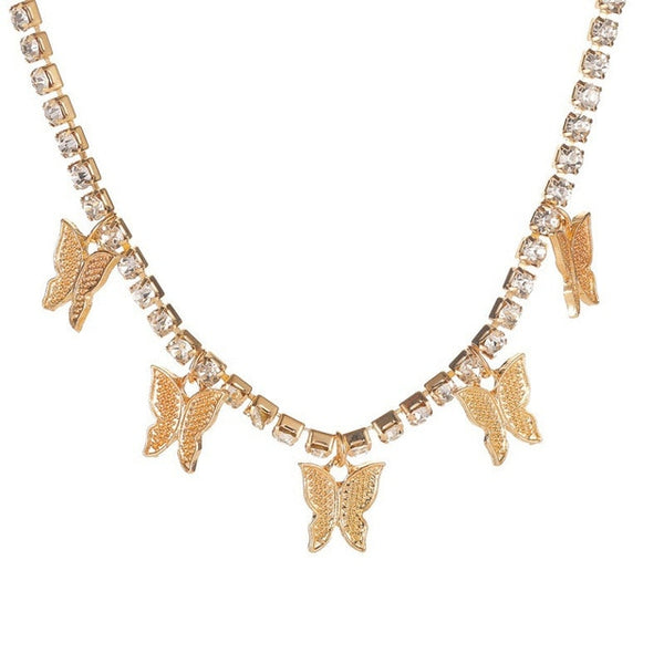 iced out Butterfly necklace