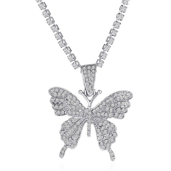 iced out Butterfly necklace