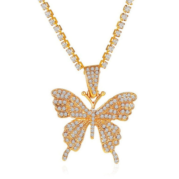 iced out Butterfly necklace