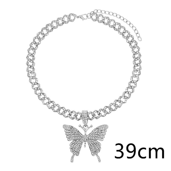 Iced Out Necklace Butterfly Pendant