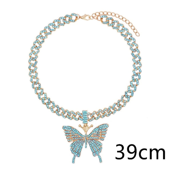 Iced Out Necklace Butterfly Pendant