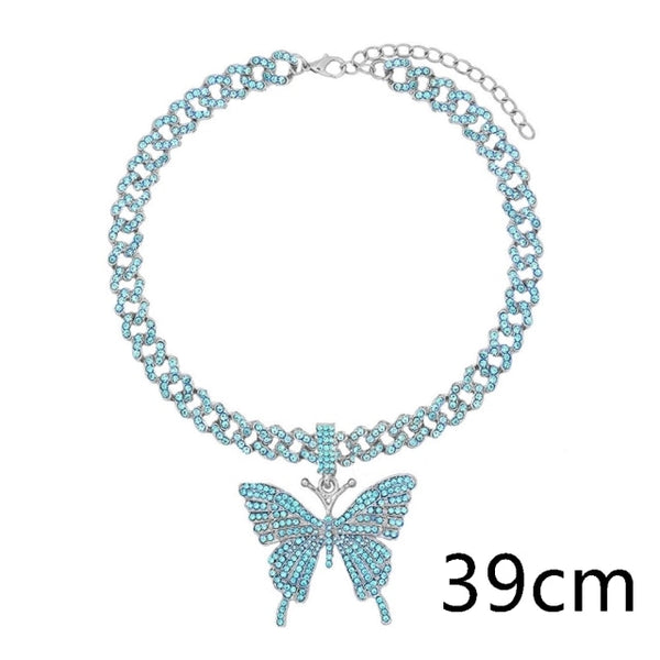 Iced Out Necklace Butterfly Pendant